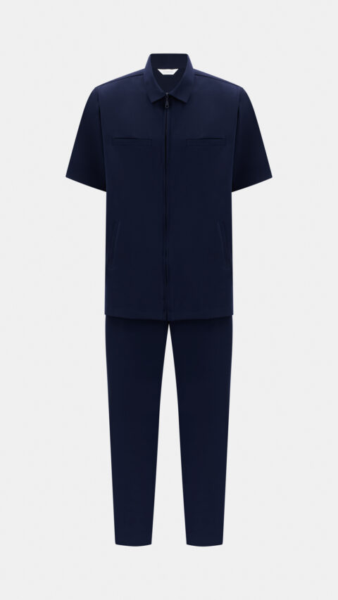 طقم سكرب - أزرق كحلي مع طوق قميص