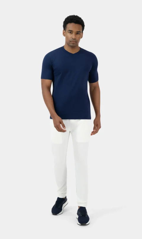 قطن عضوي بياقة على شكل حرف V